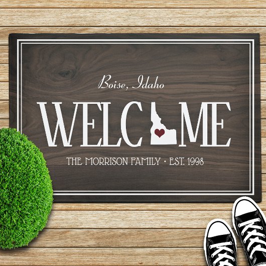 De staat Idaho Personalized Woodgrain Deurmat