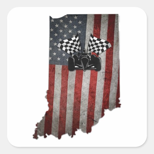 De staat Indiana Racecar T Shirt  Vierkante Sticker (Voorkant)