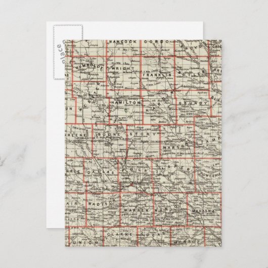 De staat Iowa Briefkaart (Voorkant / Achterkant)