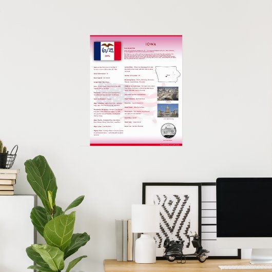De staat Iowa, IA-Posters Poster (Thuiskantoor)