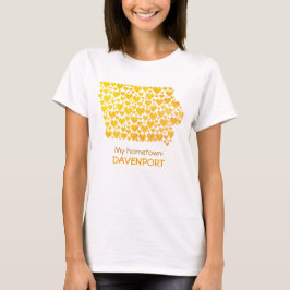 De staat Iowa Silhouette Hearts & Hometown T-shirt