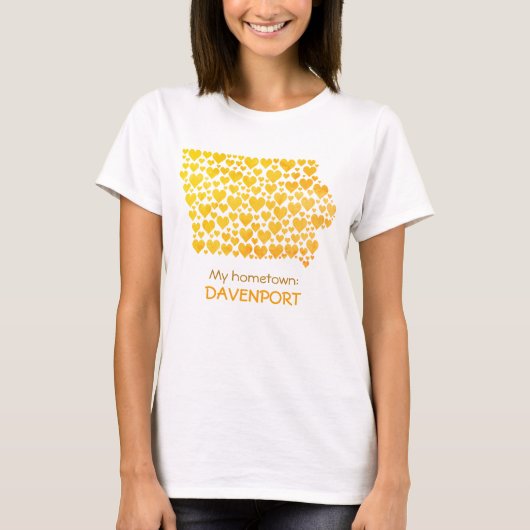 De staat Iowa Silhouette Hearts & Hometown T-shirt (Voorkant)