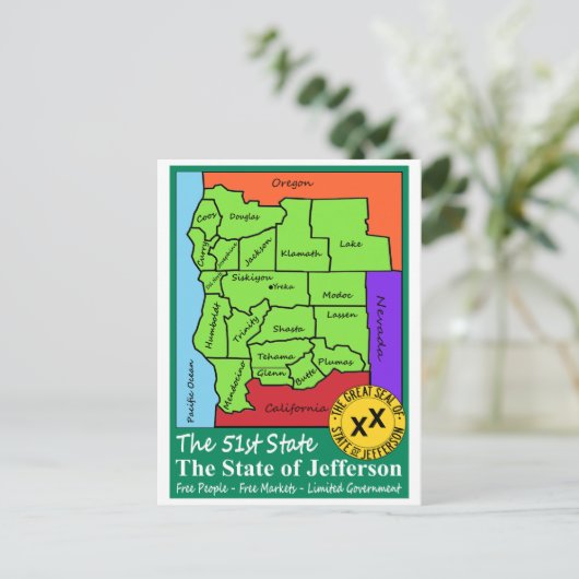 De staat Jefferson Briefkaart (Staand voorkant)