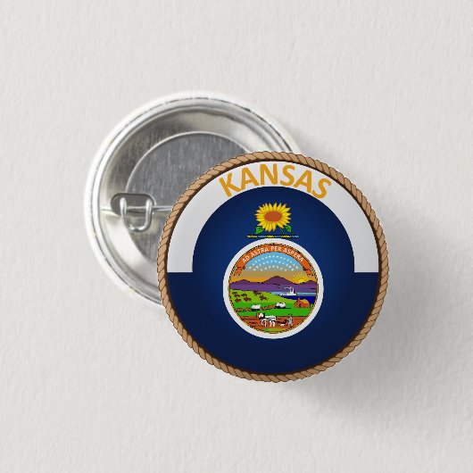 De staat Kansas Flag Seal Button (Voorkant /achterkant)