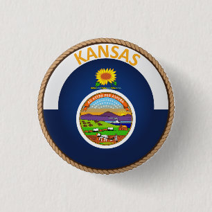 De staat Kansas Flag Seal Button