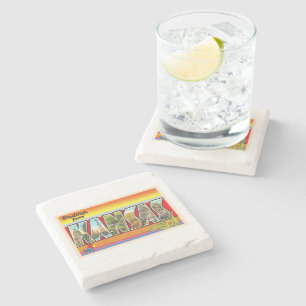 De staat Kansas KS  groot Briefkaart Stenen Onderzetter