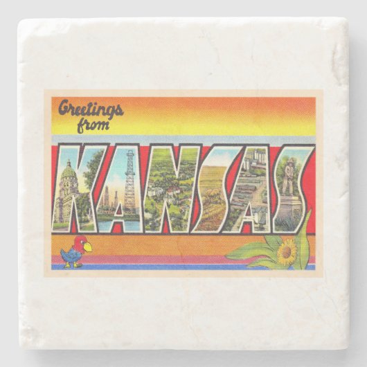 De staat Kansas KS  groot Briefkaart Stenen Onderzetter (Voorkant)