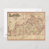 De staat Kentucky Map door James Lloyd (1862) Briefkaart (Voorkant / Achterkant)