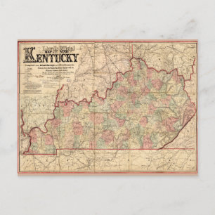 De staat Kentucky Map door James Lloyd (1862) Briefkaart