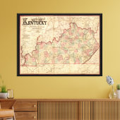 De staat Kentucky Map door James Lloyd (1862) Canvas Afdruk (Insitu (Woonkamer))