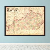 De staat Kentucky Map door James Lloyd (1862) Canvas Afdruk (Insitu (Houten vloer))