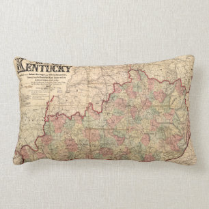 De staat Kentucky Map door James Lloyd (1862) Kussen