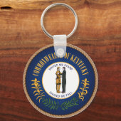De staat Kentucky Vlagzegel Sleutelhanger (Voorkant)