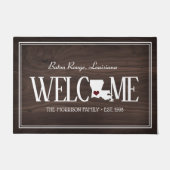 De staat Louisiana Gepersonaliseerde Woodgrain Deurmat (Voorkant)