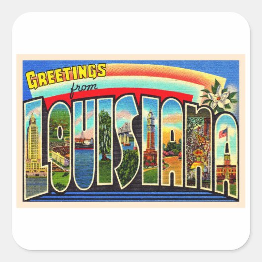 De staat Louisiana  groot Briefkaart Vierkante Sticker (Voorkant)