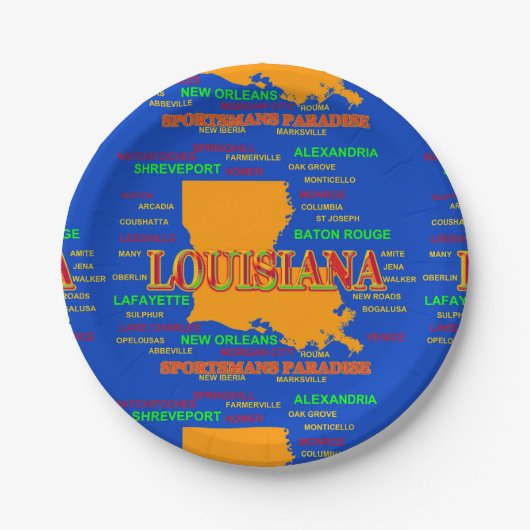 De staat Louisiana Map, New Orleans, Shonthport Papieren Bordje (Voorkant)