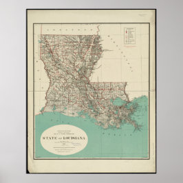 De staat Louisiana  Map Poster