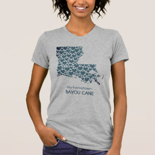 De staat Louisiana Silhouette Hearts & Hometown T-shirt