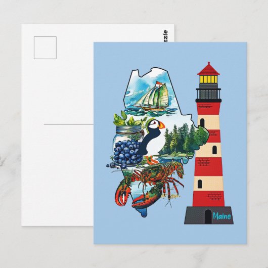 De staat Maine Briefkaart (Voorkant / Achterkant)