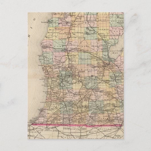 De staat Michigan Atlas Map Briefkaart (Voorkant)