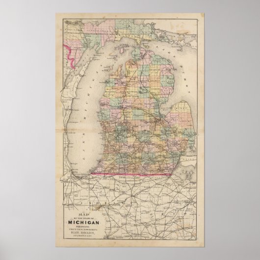 De staat Michigan Atlas Map Poster (Voorkant)