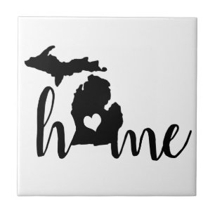 de staat Michigan Black Silhouette "Home" Tegeltje