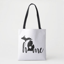 de staat Michigan Black Silhouette "Home" Tote Bag