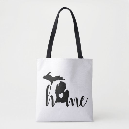 de staat Michigan Black Silhouette "Home" Tote Bag (Voorkant)
