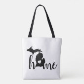 de staat Michigan Black Silhouette "Home" Tote Bag (Achterkant)