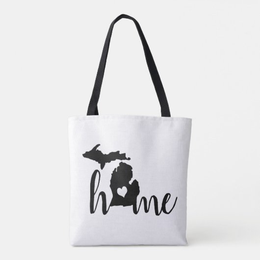 de staat Michigan Black Silhouette "Home" Tote Bag (Achterkant)