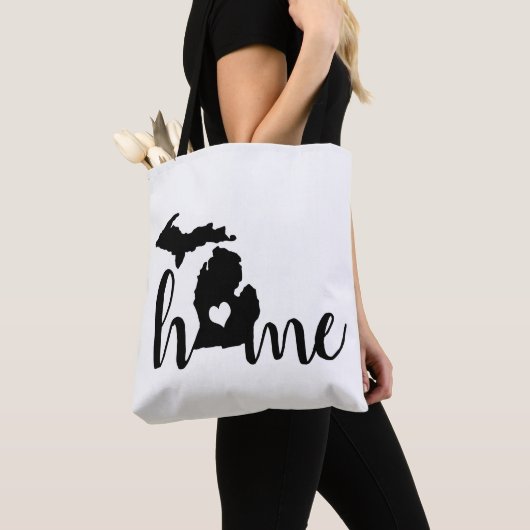 de staat Michigan Black Silhouette "Home" Tote Bag (Dichtbij)