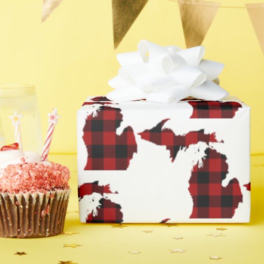 De staat Michigan Buffalo Plaid Cadeaupapier (Verjaardagsfeest)