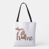 de staat Michigan Copper Silhouette "Home" Tote Bag (Achterkant)