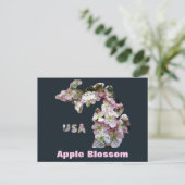 De staat Michigan en Apple Blossoms Briefkaart (Staand voorkant)
