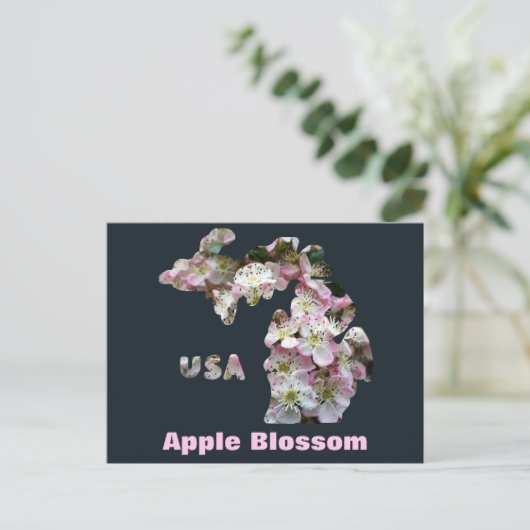 De staat Michigan en Apple Blossoms Briefkaart (Staand voorkant)