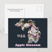 De staat Michigan en Apple Blossoms Briefkaart (Voorkant / Achterkant)