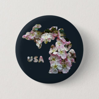 De staat Michigan en Apple Blossoms Ronde Button 5,7 Cm