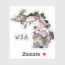De staat Michigan en Apple Blossoms Sticker