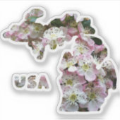 De staat Michigan en Apple Blossoms Sticker (Voorkant)