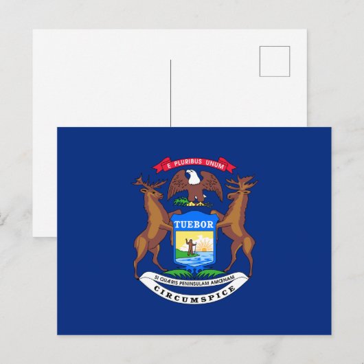 De staat Michigan Flag Briefkaart (Voorkant / Achterkant)