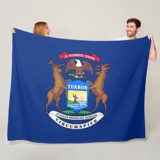 De staat Michigan Flag Fleece Deken (In situ)