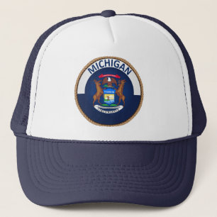 De staat Michigan Flag Seal Trucker Hat Trucker Pet