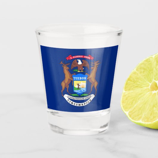 De staat Michigan Flag Shot Glas (Voorkant)