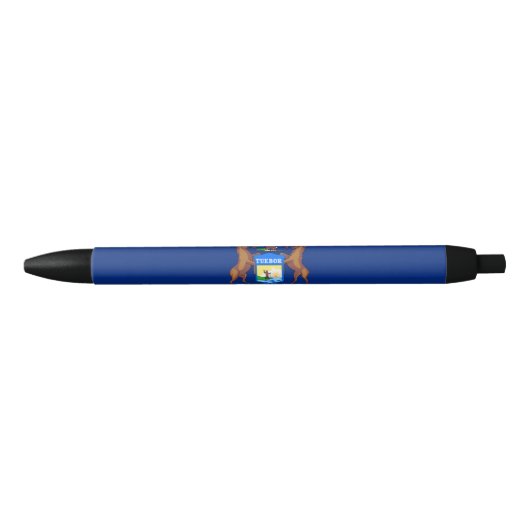 De staat Michigan Flag Zwarte Inkt Pen (Voorkant)