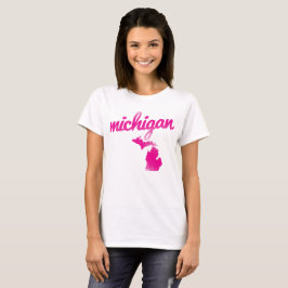 De staat Michigan in roze T-shirt