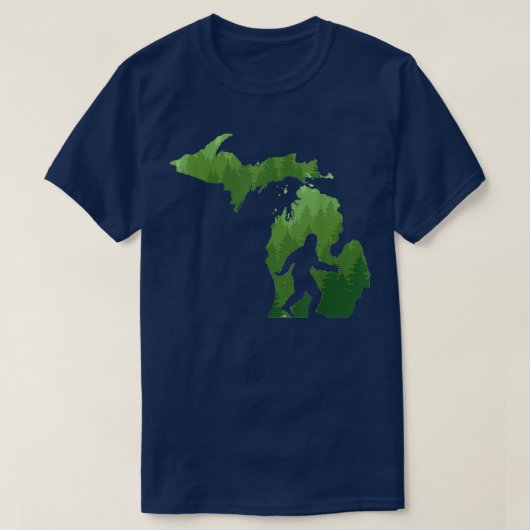 De staat Michigan Map Bigfoot Funny Sasquatch Gift T-shirt (Design voorkant)