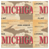 De staat Michigan Map, Detroit, Lansing Stof (Close Up)