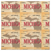 De staat Michigan Map, Detroit, Lansing Stof (Swatch)