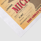 De staat Michigan Map, Detroit, Lansing Tissuepapier (Detail)