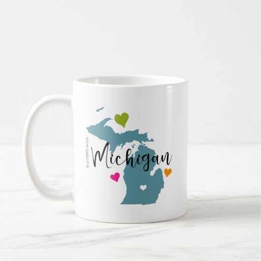 De staat Michigan met hart Koffiemok (Links)